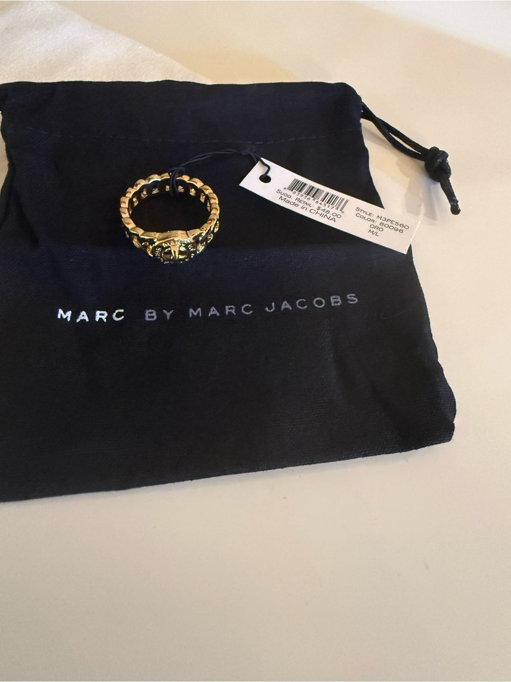 Marc Jacobs Gold Textured Signet Ring